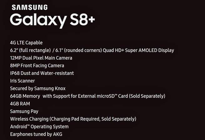 Galaxy S8+ özellikleri