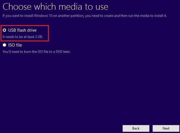 Microsoft Media Creation Tool Windows 10 kurulumu