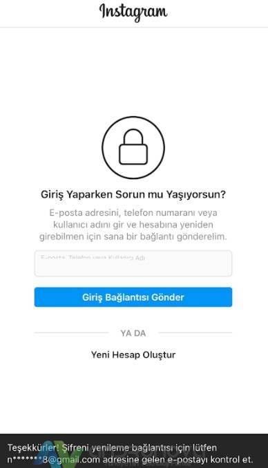 Instagram şifre yenileme giriş bağlantısı gelmiyor