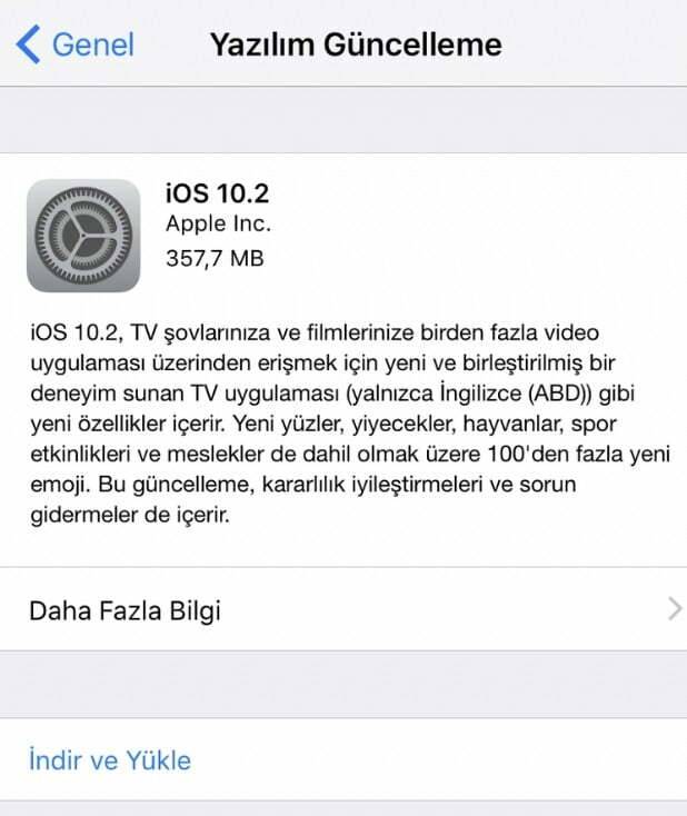 iOS 10.2 güncellemesi yayınlandı! iOS 10.2 nasıl yüklenir?