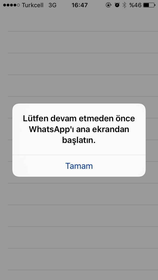 WhatsApp' ı ana ekrandan başlatın hatası nedir?