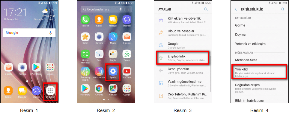 Samsung telefonda yön kilidi özelliğini açma