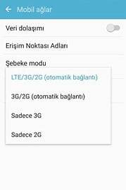 Samsung Galaxy S7 4.5G şebeke seçimi