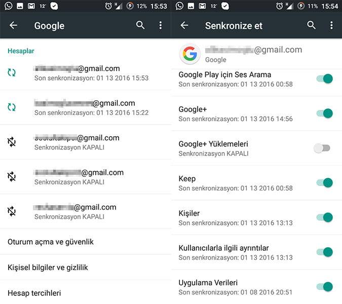 Telefonu Gmail ile yedekleme Android