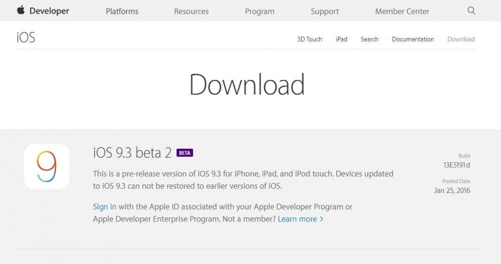 apple developer program üyeliği,iOS 9.3 iPhone 4s 5s 6s indir