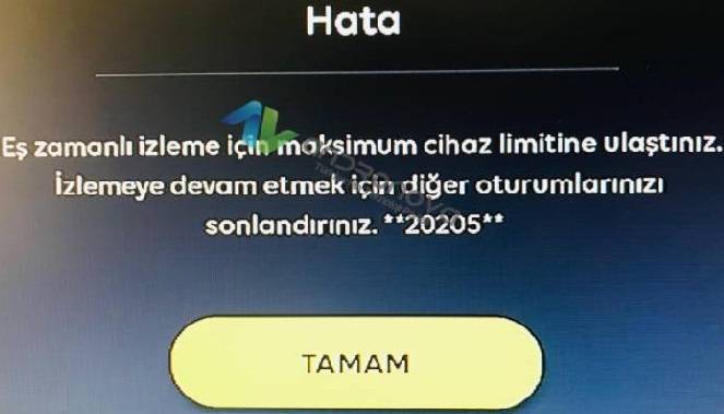 Turkcell TV Plus maksimum cihaz limitine ulaştınız