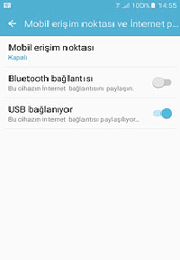 Samsung Galaxy S7 internet paylaşımı
