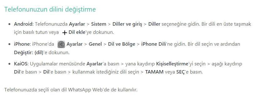 WhatsApp İngilizce oldu Türkçe yapma dil değiştirme