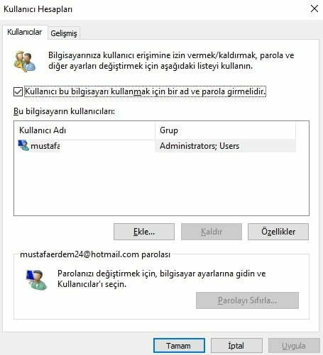 Windows 10 parolasız oturum açma yöntemi
