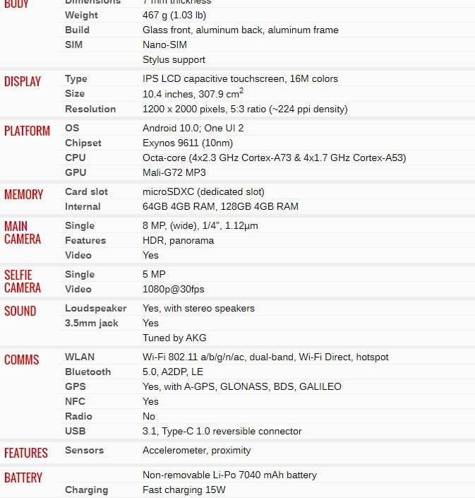 Galaxy Tab S6 Lite Kore ve Avrupa fiyatı