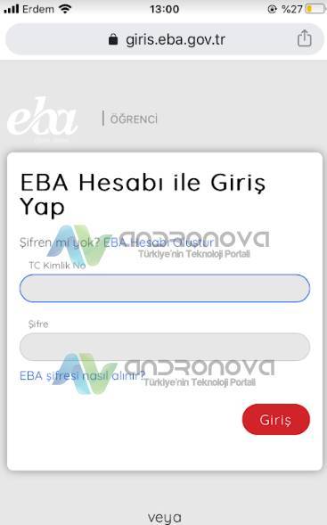 EBA TV şifre nasıl alınır