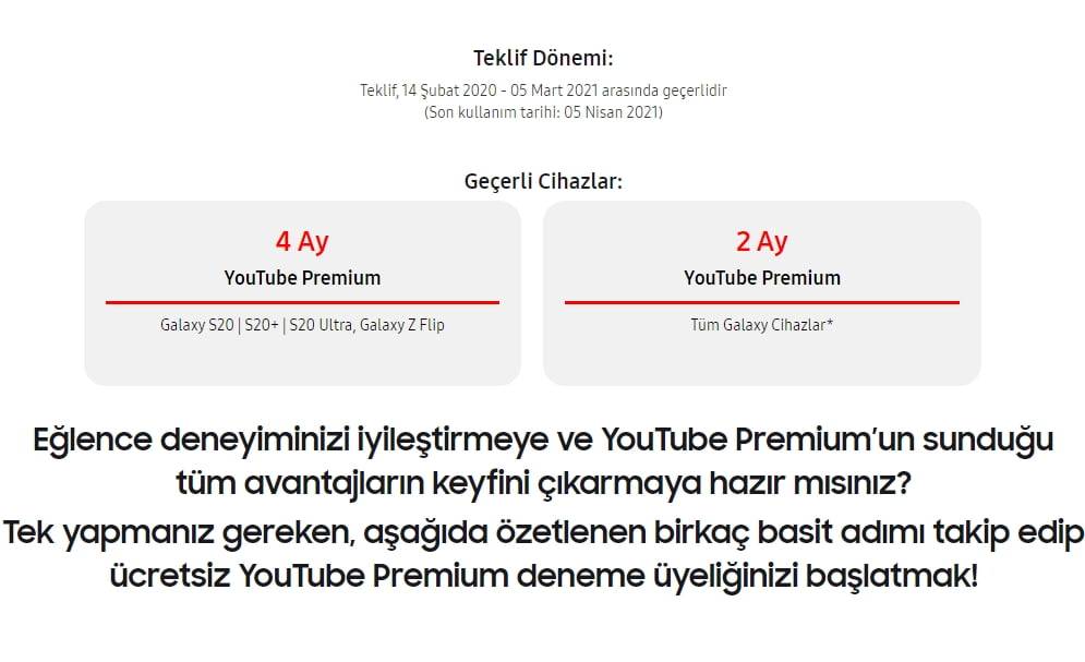 Samsung YouTube Premium ücretsiz kullanma