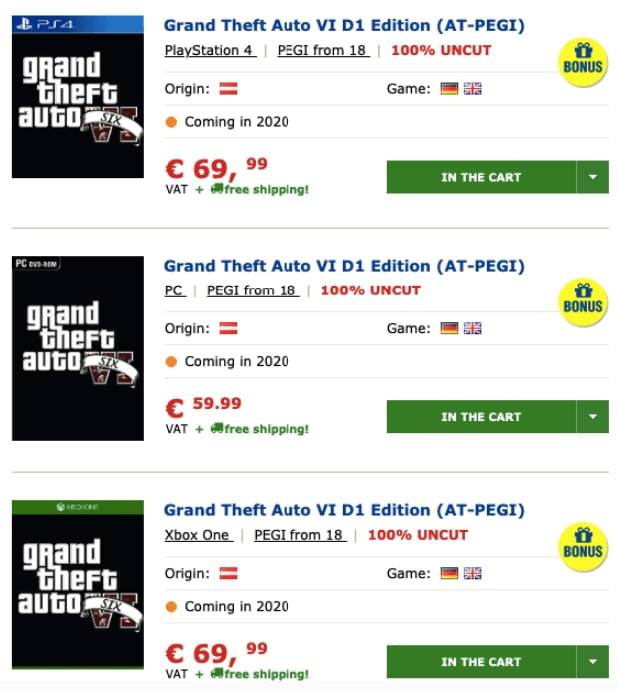 Grand Theft Auto 6 D1 Edition GTA 6 fiyatı
