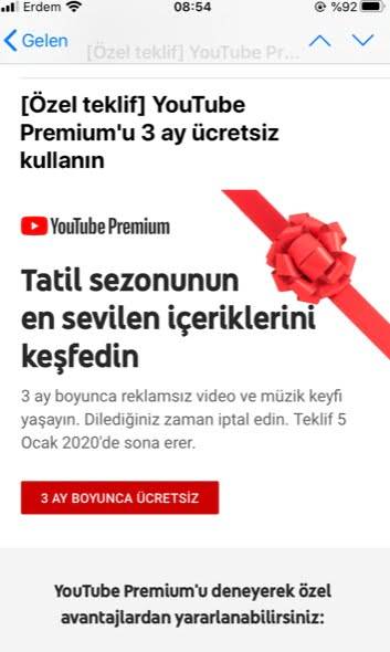 YouTube Premium 3 ay ücretsiz kullanma