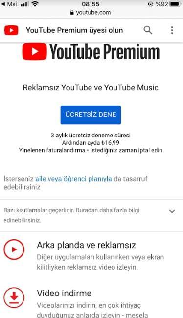 YouTube Premium hesap kapatma