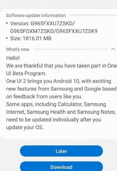 Galaxy S9 Android 10 güncellemesi geliyor mu?