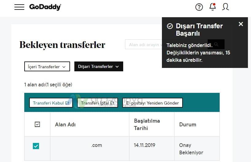 Godaddy başka hosting' e alan adı transferi