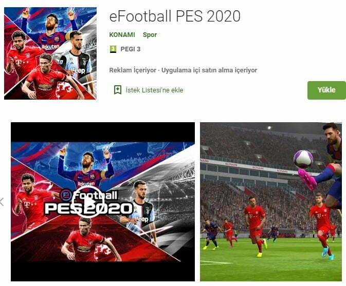 eFootball PES 2020 Android indirme ücretsiz