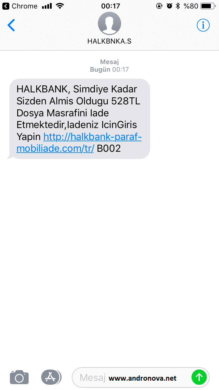 Halkbank 528 TL dosya masrafını iade ediyor mesajı