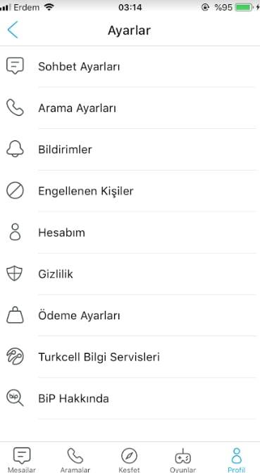 Bip otomatik çeviri açma kapatma İngilizce mesajı Türkçe çevirme