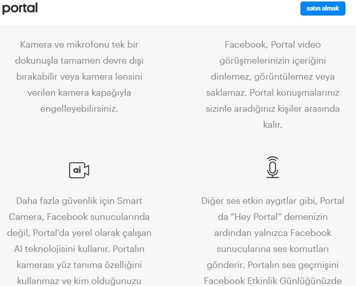 Facebook Portal özellikleri