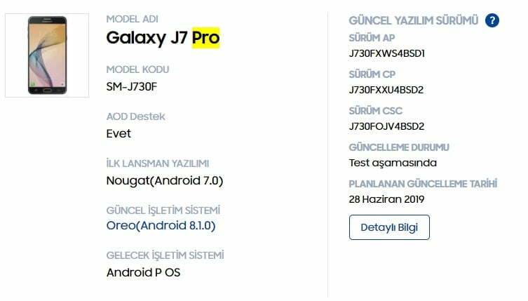 Galaxy J7 Pro Android Pie güncellemesi ne zaman