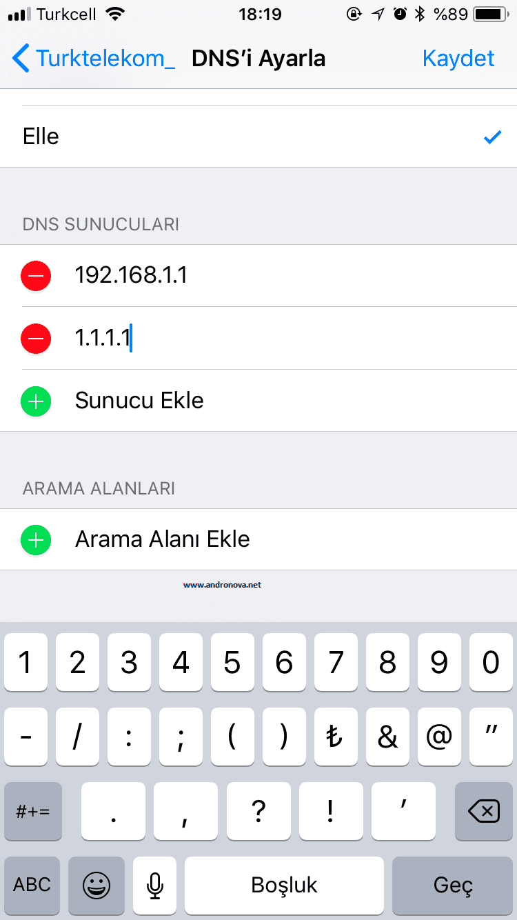 iPhone 8 DNS ayarları