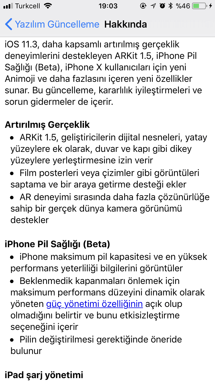 iOS 11.3 özellikleri 