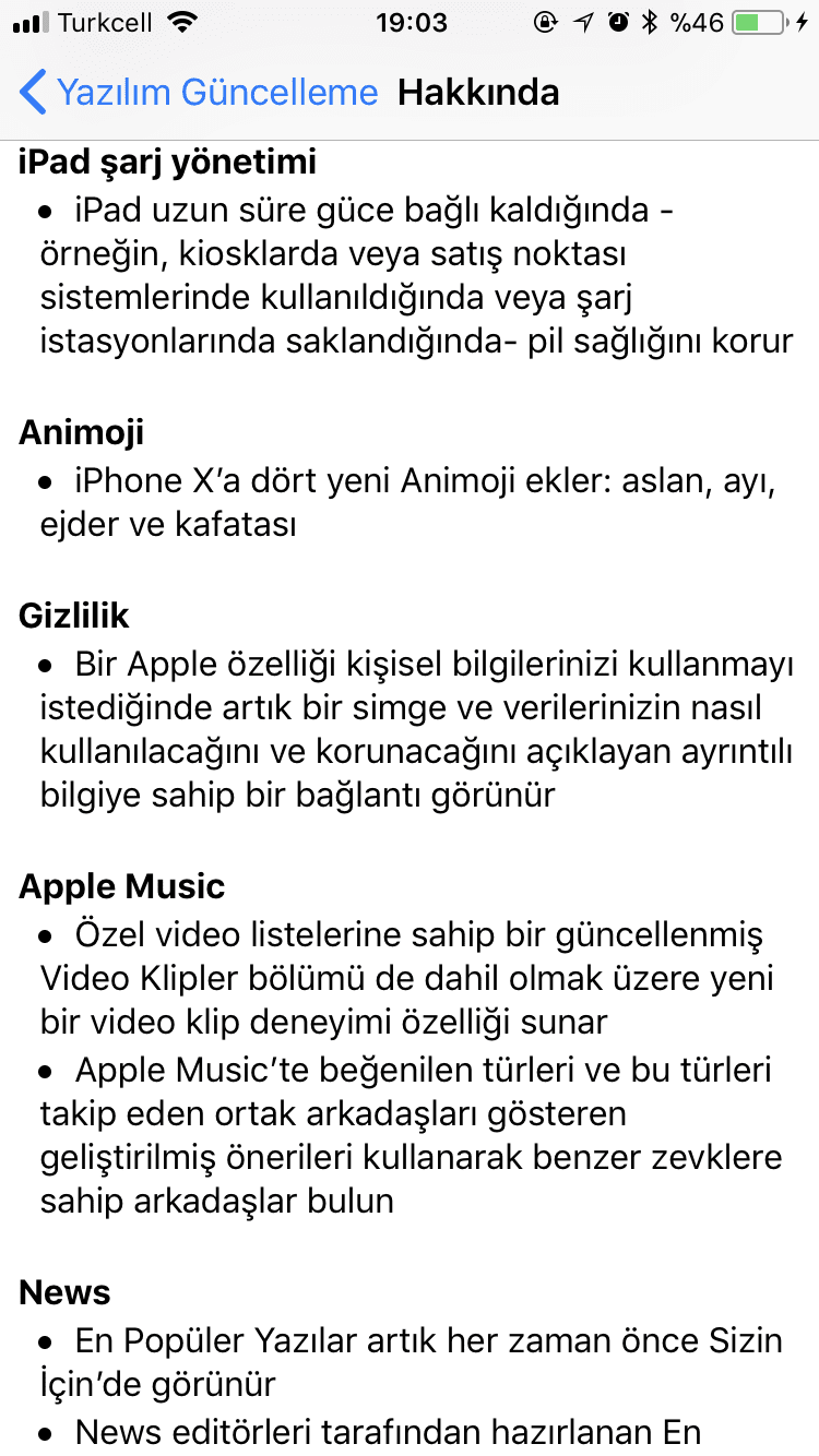iOS 11.3 güncellemesi