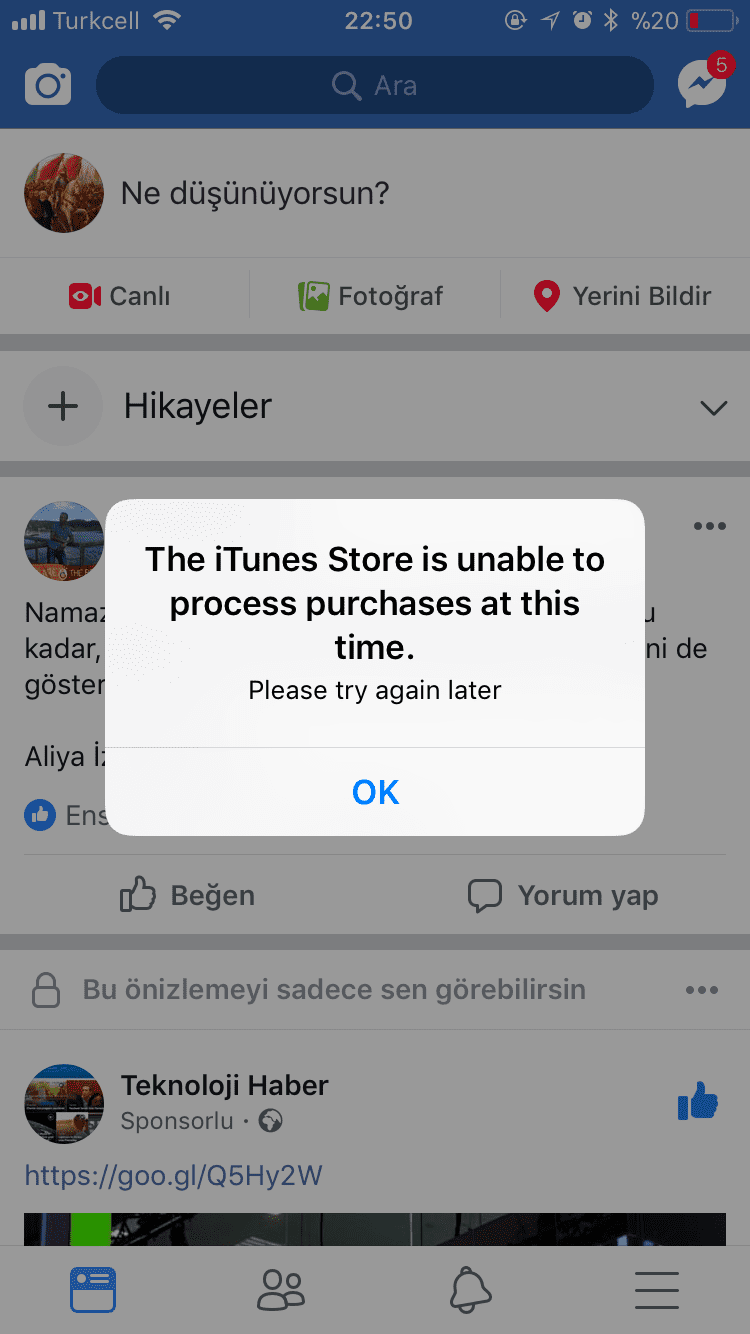 The itunes store is unable to ne demek