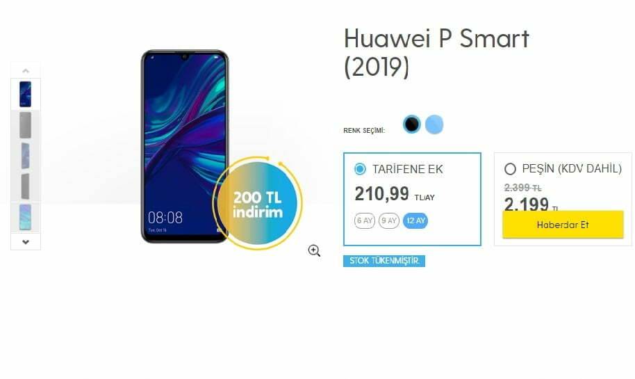 Huawei P Smart 2019 kampanya fiyatı