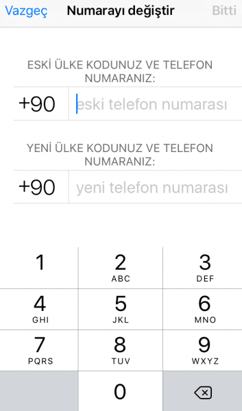 iphone whatsapp numara değiştirme