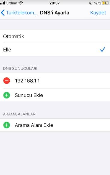 iphone' da DNS değiştirme ayarları