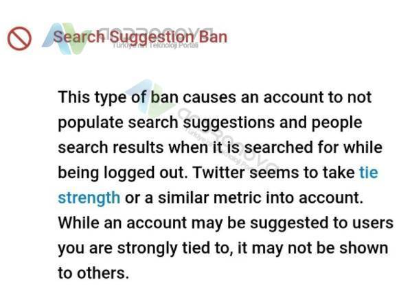 Twitter search suggestion ban arama önerisi yasağı