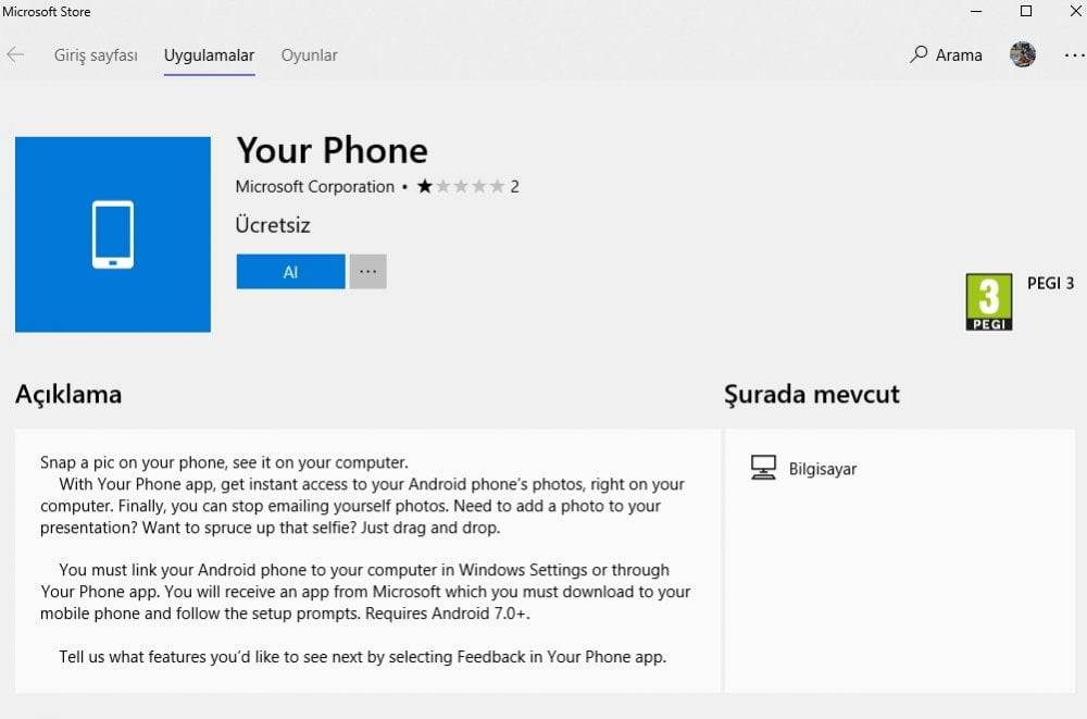 Microsoft Your Phone indirme