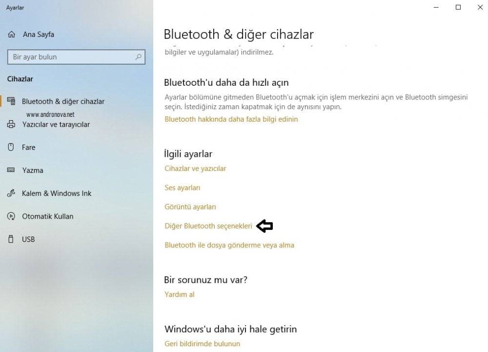 Silinen Bluetooth simgesini geri getirme windows 10