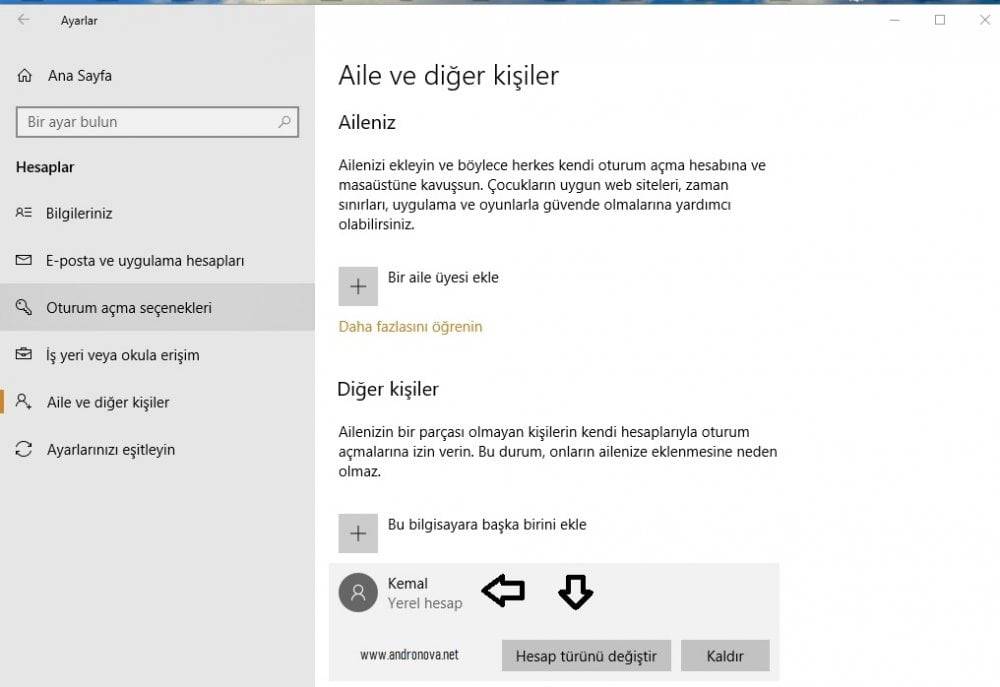 Windows 10 kullanıcı eklemek