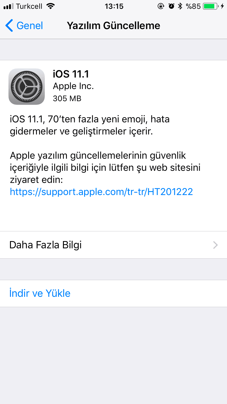 iOS 11.1 güncellemesi yayınlandı. iOS 11.1 indir dene!