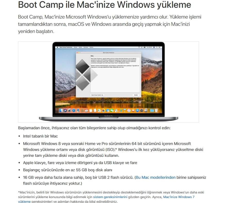 Mac Windows 10 kurulumu