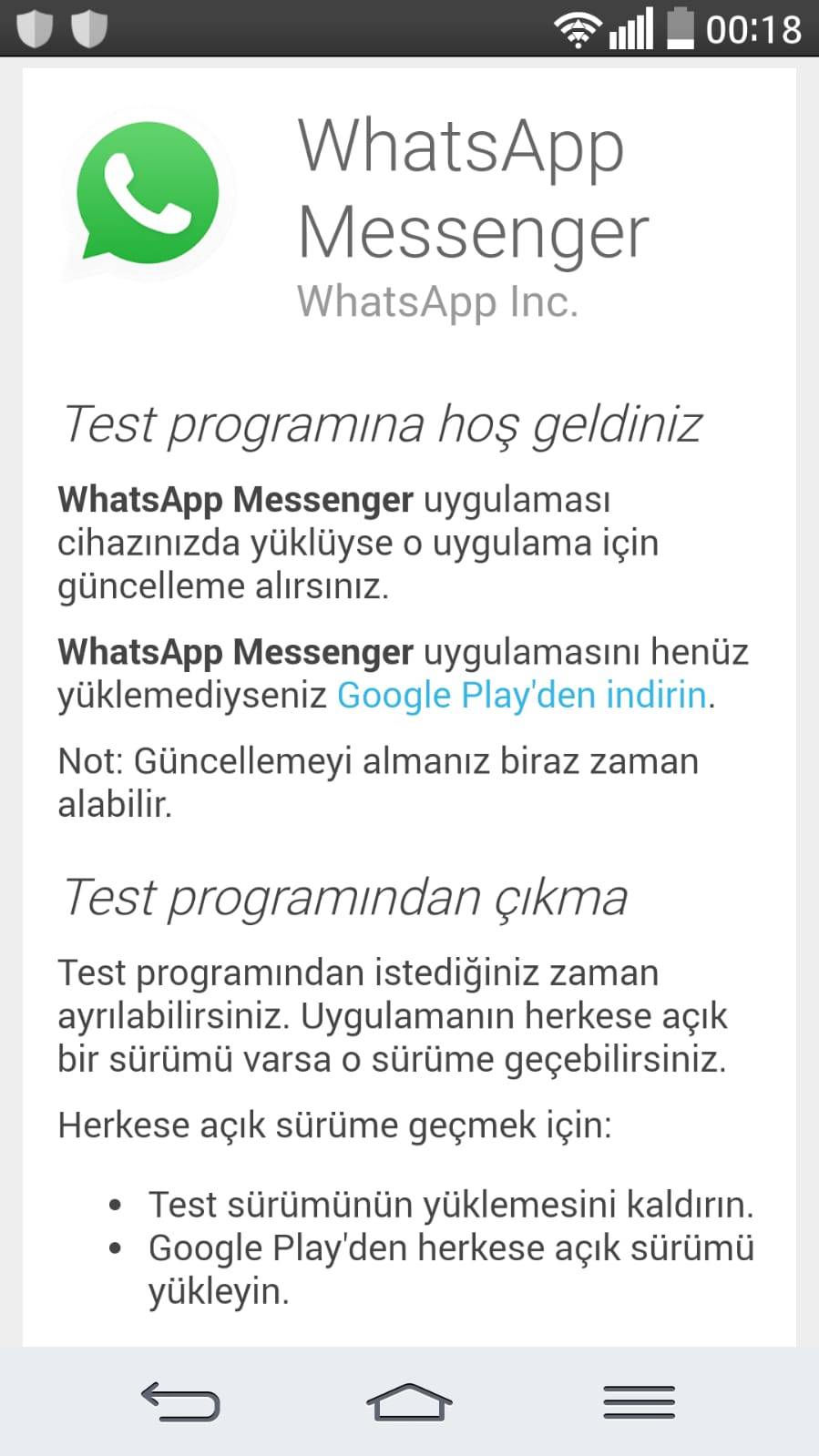 WhatsApp test programı nedir?