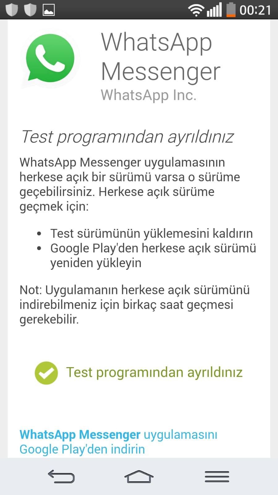 WhatsApp test programından nasıl çıkılır?