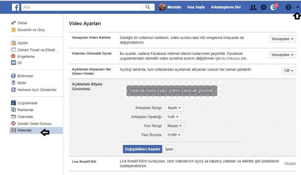 Facebook video altyazı ekleme