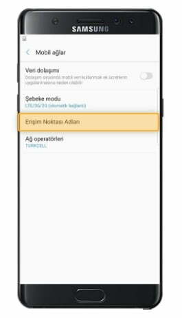 Galaxy Note 8 internet ayarları vodafone