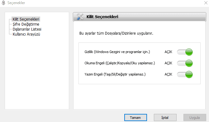 Windows 10 dosya şifreleme