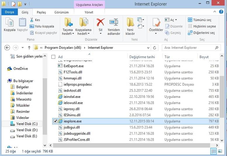 Windows bilgisayarda internet explorer simgesi yok çözümü