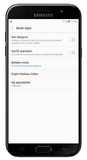 Samsung Galaxy A7 vodafone internet ayarları