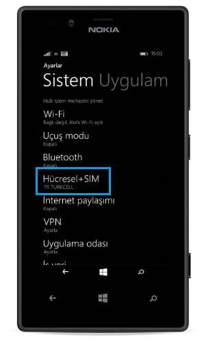 Nokia Lumia 720 4.5G internet ayarları
