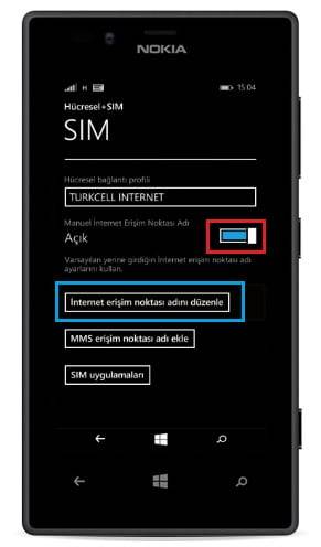 Nokia Lumia 720 internet ayarları
