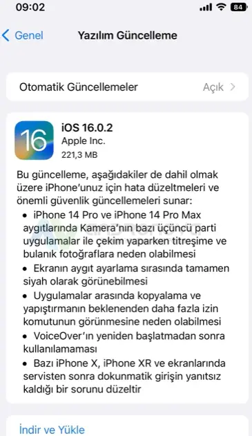 iOS 16.0.2 kamerada bulanik fotograf