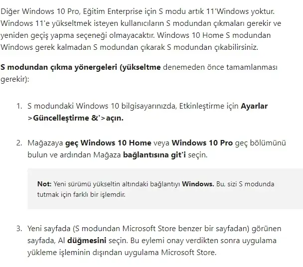 Windows 11 sistem gereksinimleri karsilamiyor 3